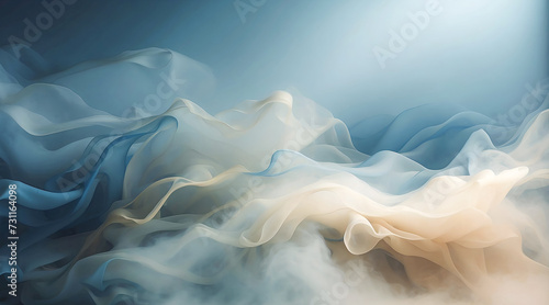 Abstract blue and beige fluid smoke abstract surreal background. Creative wallpaper design. Trendy colors.