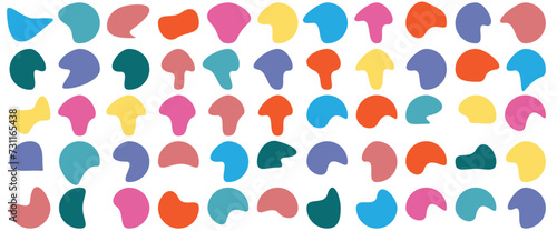Color blob shapes. Abstract amorphous liquid forms, random organic masks and versatile vector background elements set. Irregular smooth colorful paint spots and blots isolated on white