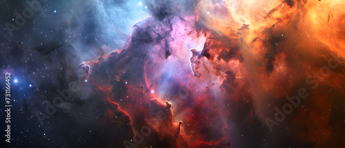 cosmos with a vivid depiction of nebulae in deep space, showcasing the colorful and dynamic cloud formations of star birth
