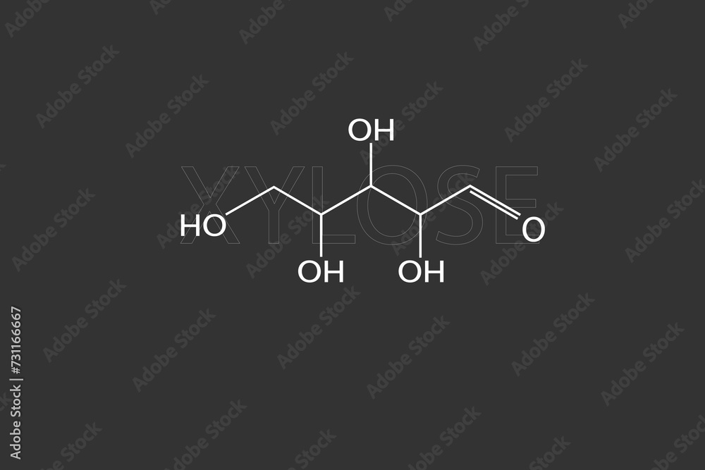 Xylose molecular skeletal chemical formula. Xylose molecular skeletal chemical formula.