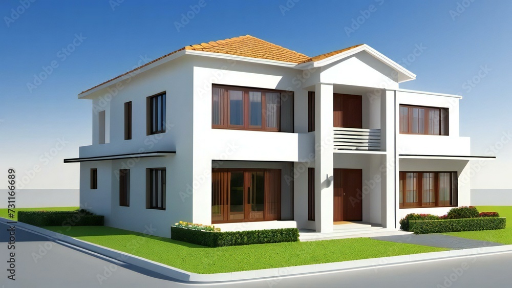 3d house model rendering on white background, Clean and precise 3D illustration modern cozy house. Concept for real estate or property. 3d house model rendering on white background, Clean and precise 3D illustration modern cozy house. Concept for real estate or property.
