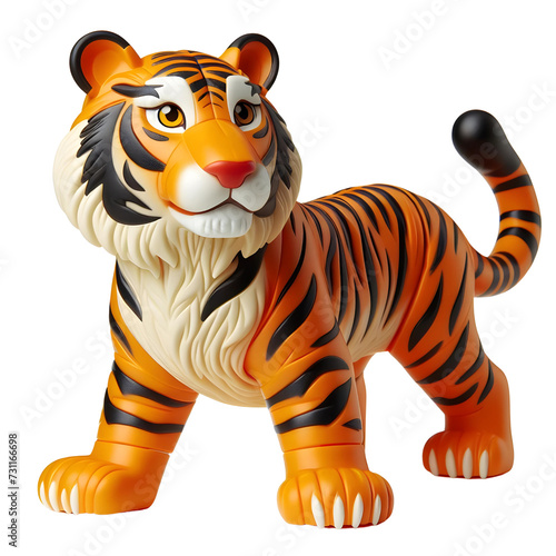 Plastic toy figure Tiger isolated on a transparent background