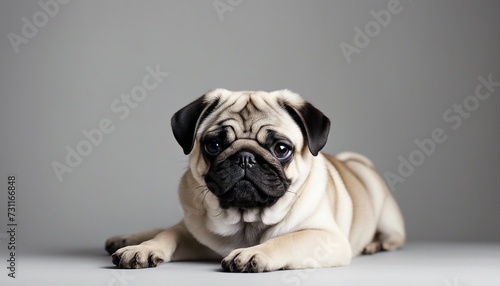 cute The Pug, isolated white background 