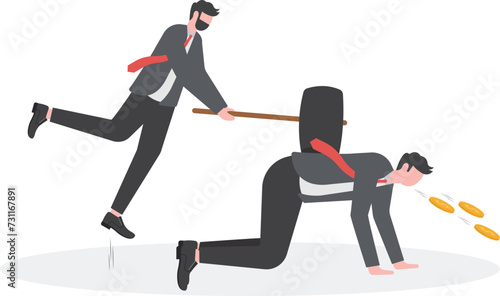 Businessman was beaten and spit out coins, tax concepts.

