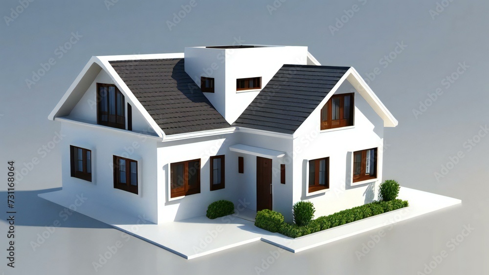 3d house model rendering on white background, Clean and precise 3D illustration modern cozy house. Concept for real estate or property. 3d house model rendering on white background, Clean and precise 3D illustration modern cozy house. Concept for real estate or property.