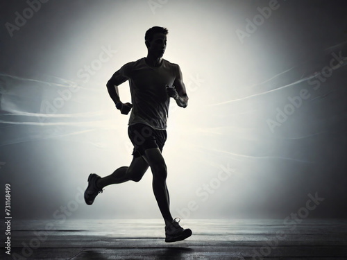 Silhouette of a running man or jogger or sprinter generative ai	
