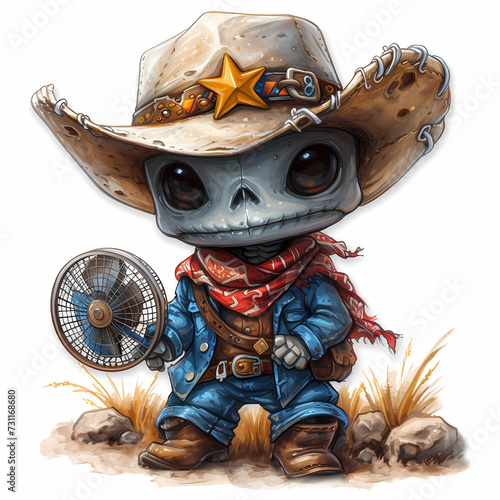 Cute skull cartoon sticker