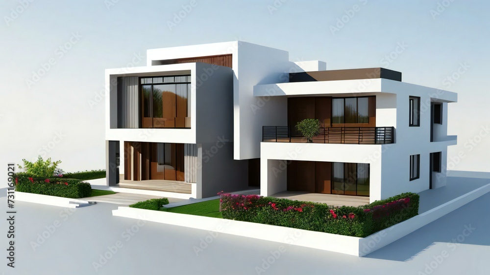 3d house model rendering on white background, Clean and precise 3D illustration modern cozy house. Concept for real estate or property. 3d house model rendering on white background, Clean and precise 3D illustration modern cozy house. Concept for real estate or property.