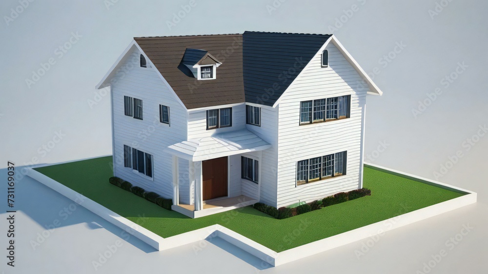 3d house model rendering on white background, Clean and precise 3D illustration modern cozy house. Concept for real estate or property. 3d house model rendering on white background, Clean and precise 3D illustration modern cozy house. Concept for real estate or property.