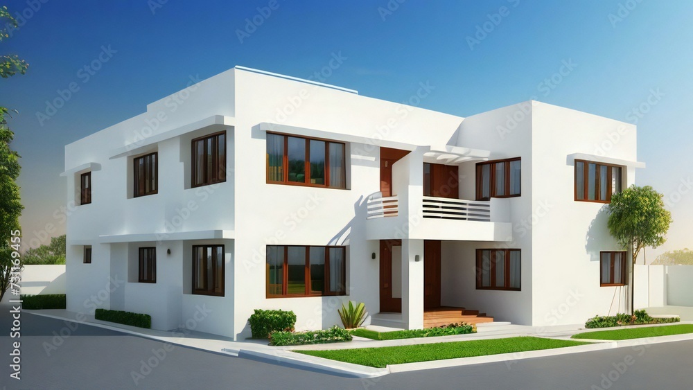 3d house model rendering on white background, Clean and precise 3D illustration modern cozy house. Concept for real estate or property. 3d house model rendering on white background, Clean and precise 3D illustration modern cozy house. Concept for real estate or property.