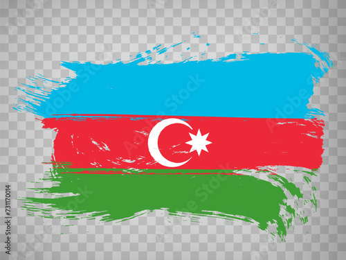 Flag of  Azerbaijan brush stroke background.  Waving Flag Azerbaijan on transparent background for your design, app, UI.  Stock vector. EPS10. photo