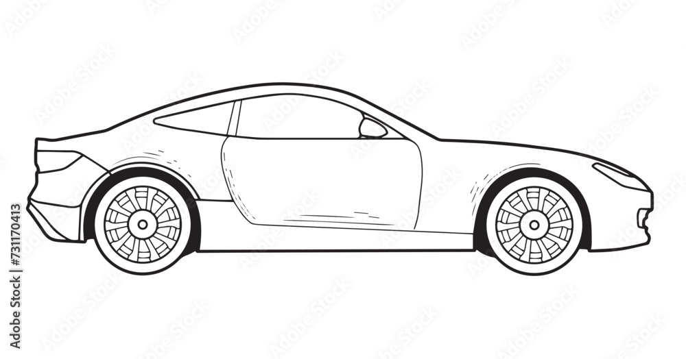 Sports car outline side view