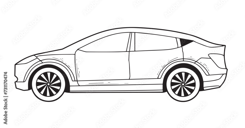 Liftback car outline side view