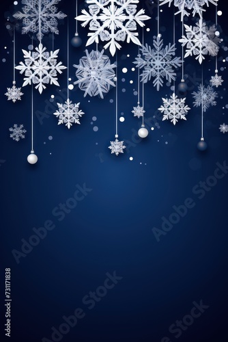 Navy Blue christmas card with white snowflakes vector illustration 