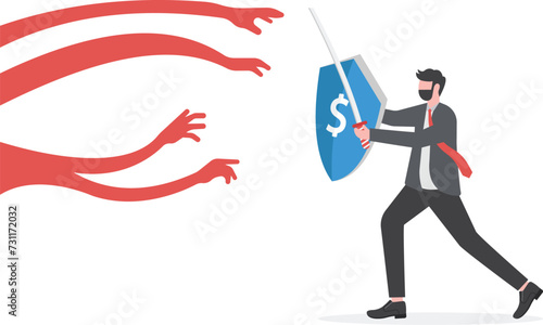 Business protection. Business challenge and defending concept.
