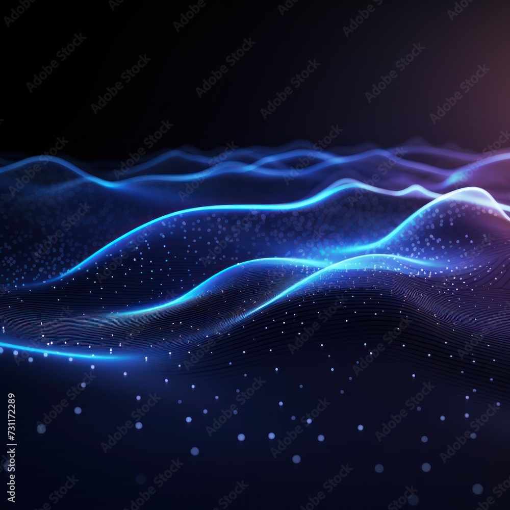Navy Blue Futuristic Data Stream Abstract Background 