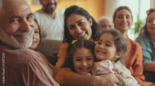 multi-generational family sitting on a sofa