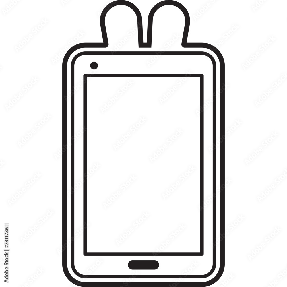 smartphone with kawaii cover outline smartphone with kawaii cover outline