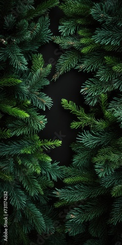 Nature s Winter Evergreen  Abstract Christmas Background with Beautiful Tree Branches in Flat Lay