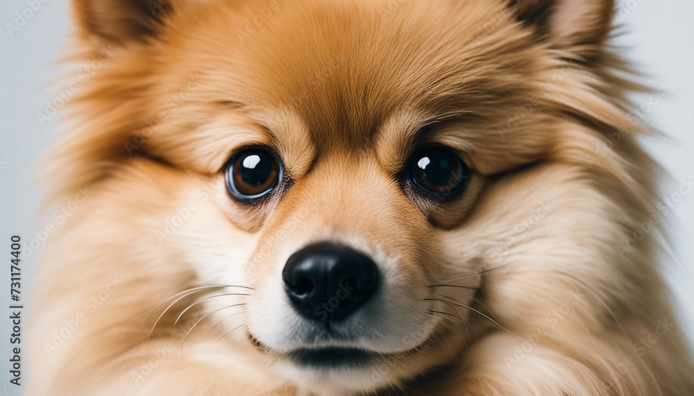 cute male pomeranian, isolated white background
