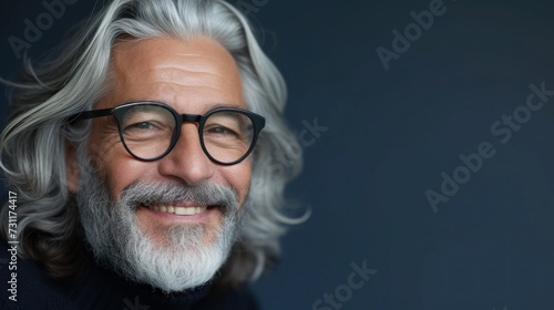 A man with a gray beard and hair wearing glasses smiling at the camera.
