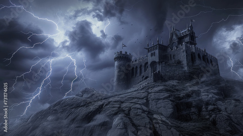 Spooky castle of vampire, evil spirit or ghost