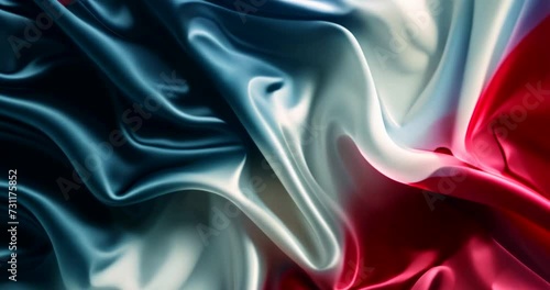 elegant satin with french flag colors wavy silk fabric background olympic  photo