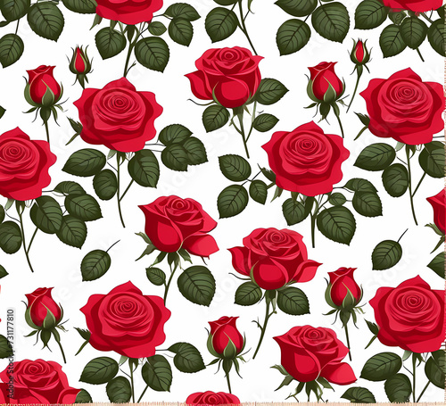 seamless pattern with red roses © Darian