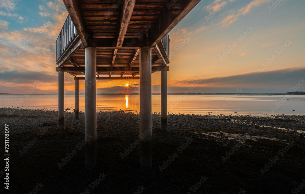 Atardecer precioso, sobre el lago Chiemsee.