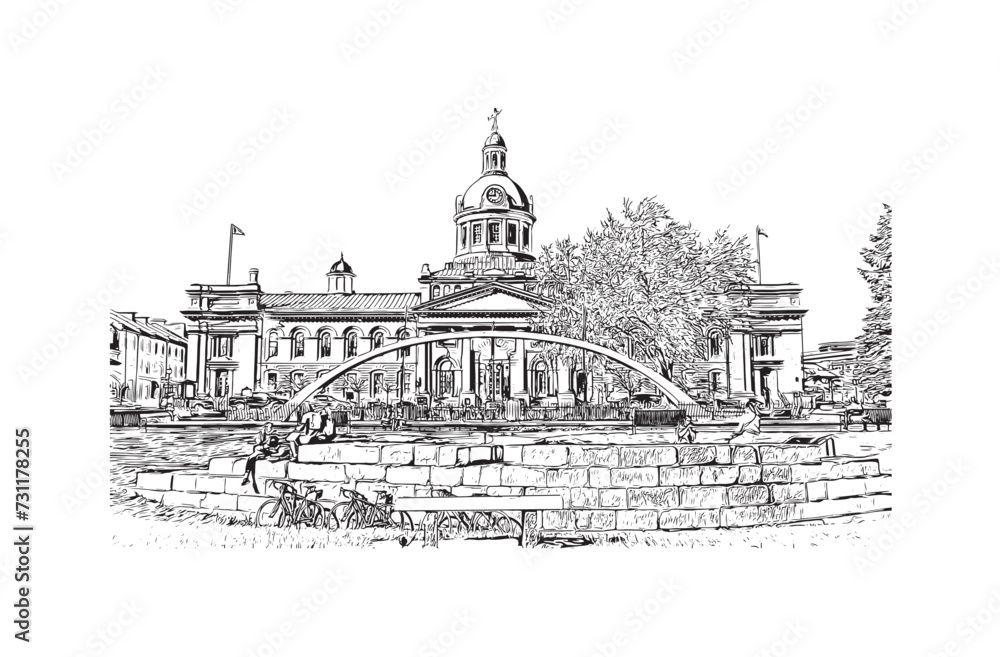 Obraz premium landmark of Kingstown city. Hand drawn sketch illustration in vector.