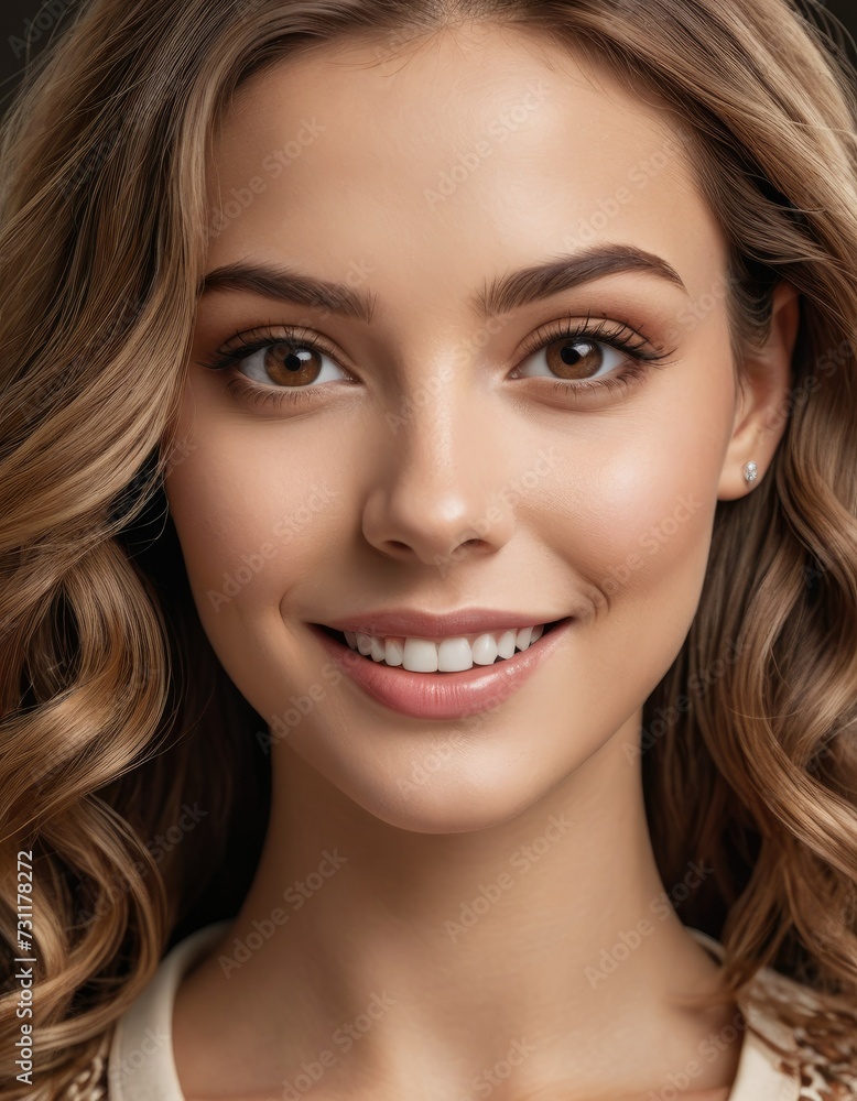 Fototapeta premium Decadent Tiramisu Allure: Fashion Portrait of a Beautiful Woman in Creamy Hues