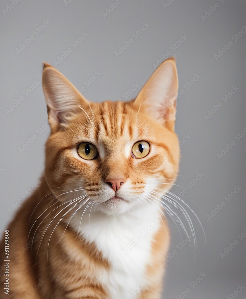 cute orange tabby cat, isolated white background, full body
