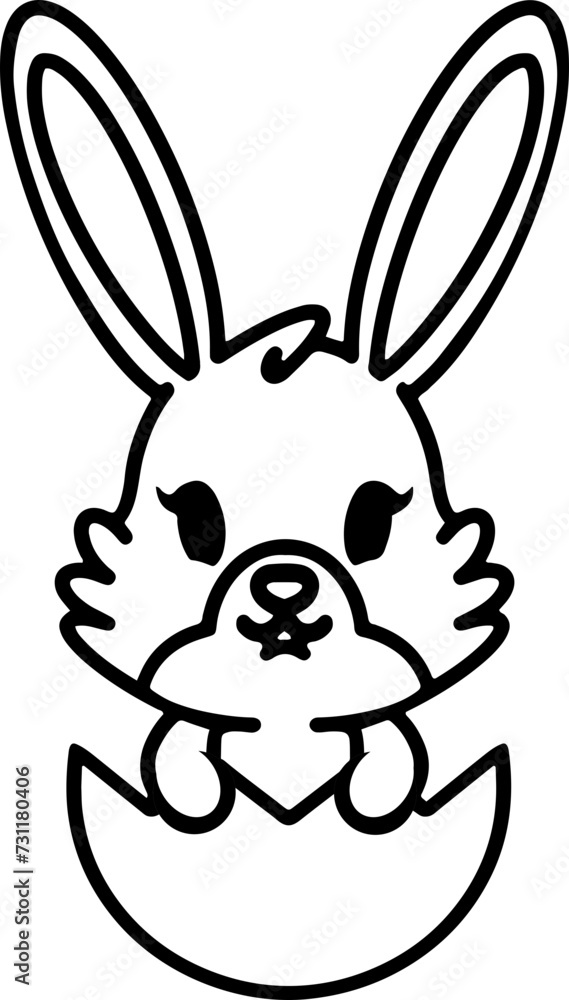 Obraz premium easter rabbit in egg line drawing