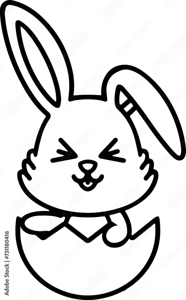 Fototapeta premium easter rabbit in egg line drawing
