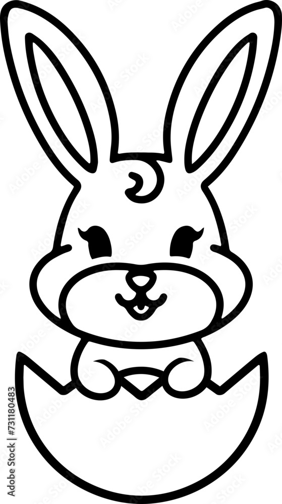 easter rabbit in egg line drawing easter rabbit in egg line drawing