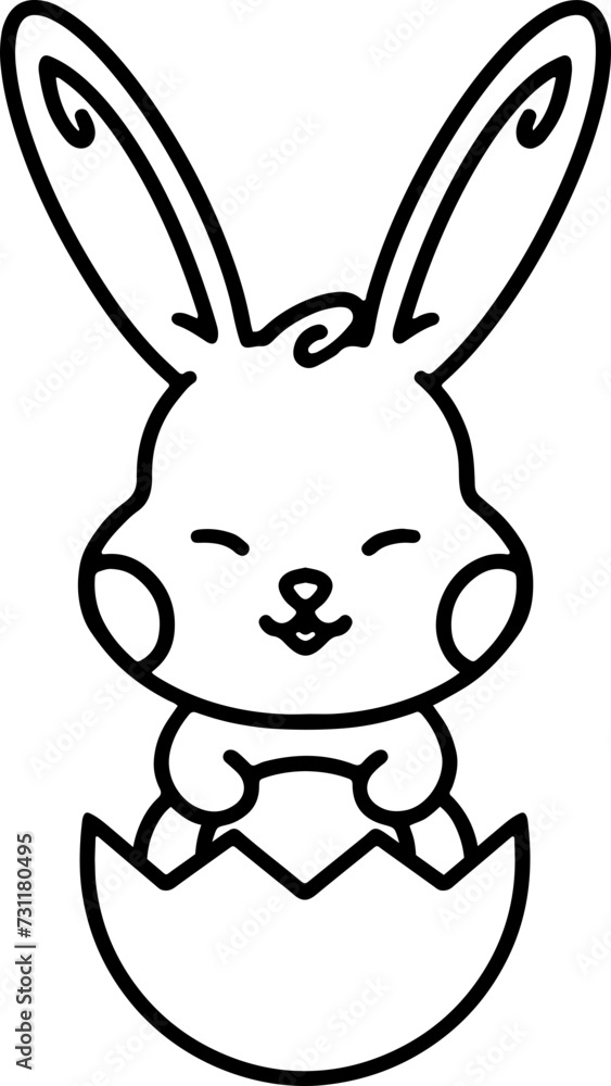 easter rabbit in egg line drawing easter rabbit in egg line drawing