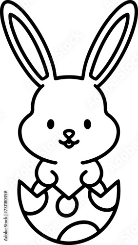 easter rabbit in egg line drawing © lineartestpilot