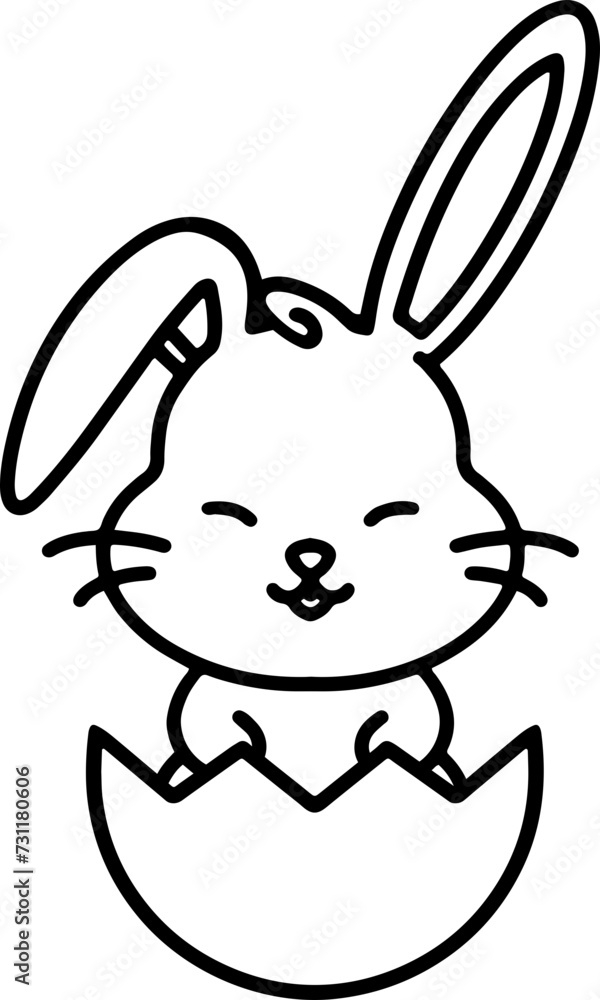 Fototapeta premium easter rabbit in egg line drawing