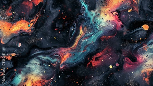  Ink Galaxy Seamless Pattern - Realistic Light Background