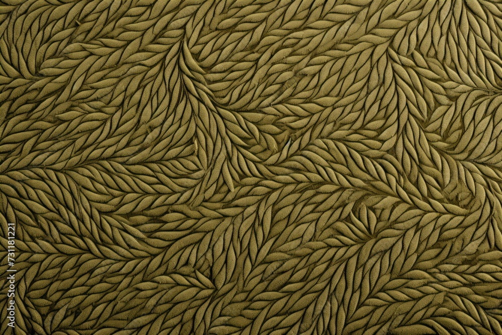 Olive paterned carpet texture from above
