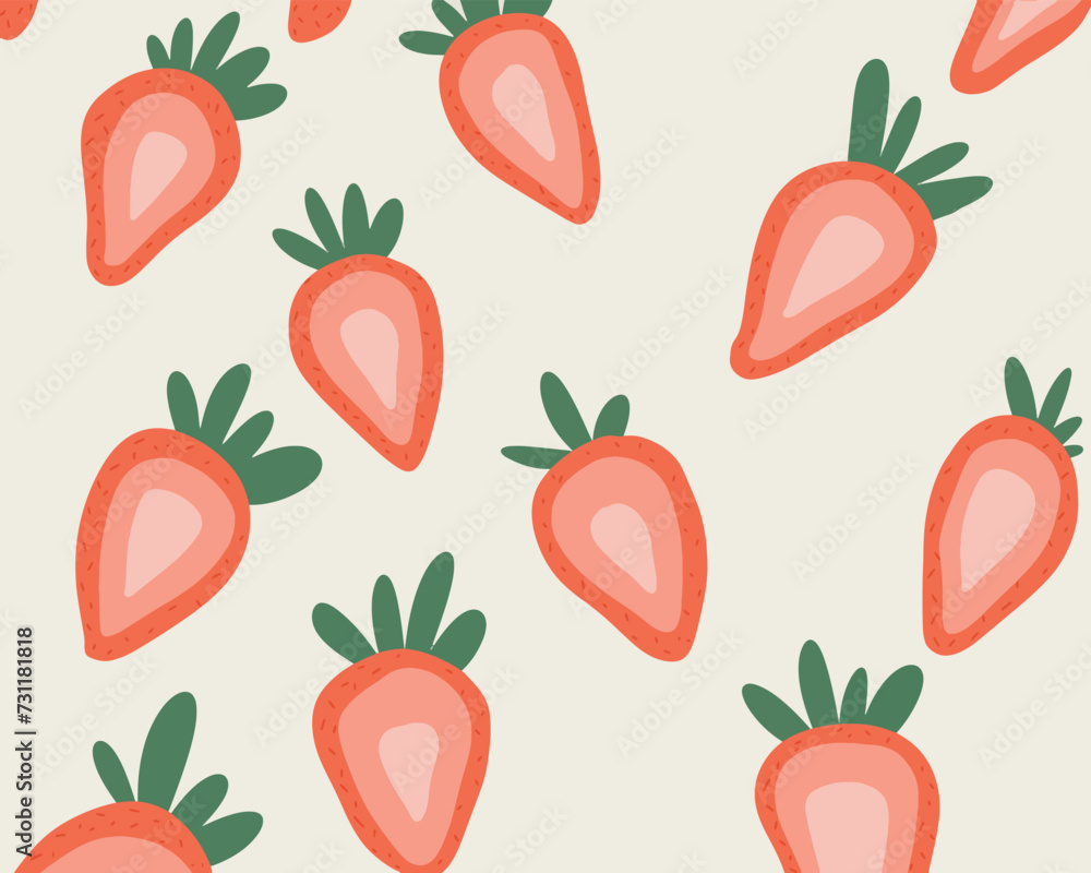Flat cartoon strawberry set isolated on white background, cut strawberry Flat cartoon strawberry set isolated on white background, cut strawberry