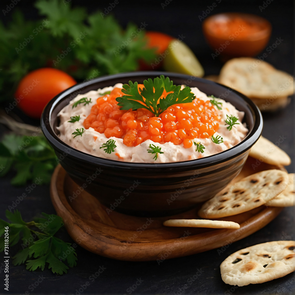 Taramasalata Fish Roe Dip Savory Mediterranean Appetizer StockFoto