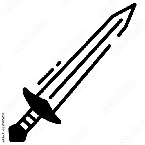 Broad Sword glyph and line vector illustration