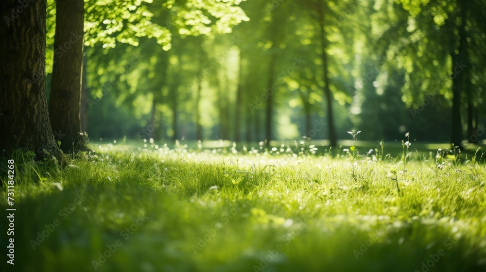 Serene forest clearing bathed in sunlight, bordered by tall, sturdy trees. Sunlit forest clearing with lush green grass and trees. Serene forest clearing bathed in sunlight, bordered by tall, sturdy trees. Sunlit forest clearing with lush green grass and trees.
