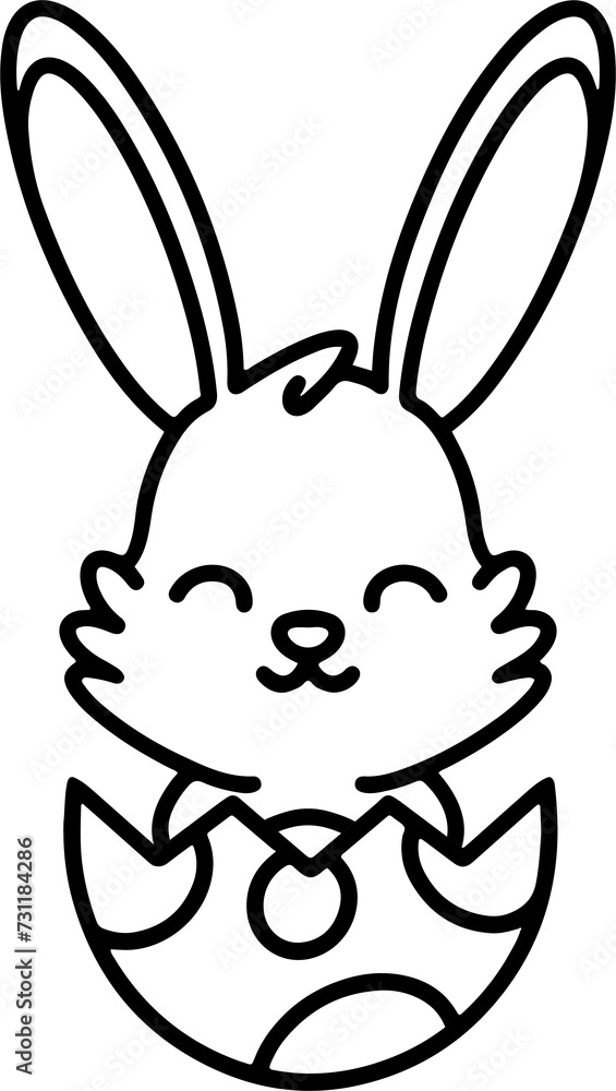 Naklejka premium easter bunny in easter egg cute line drawing