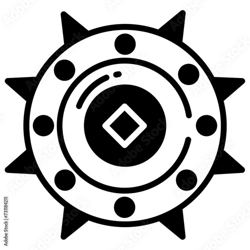 Spiked Shield glyph and line vector illustration