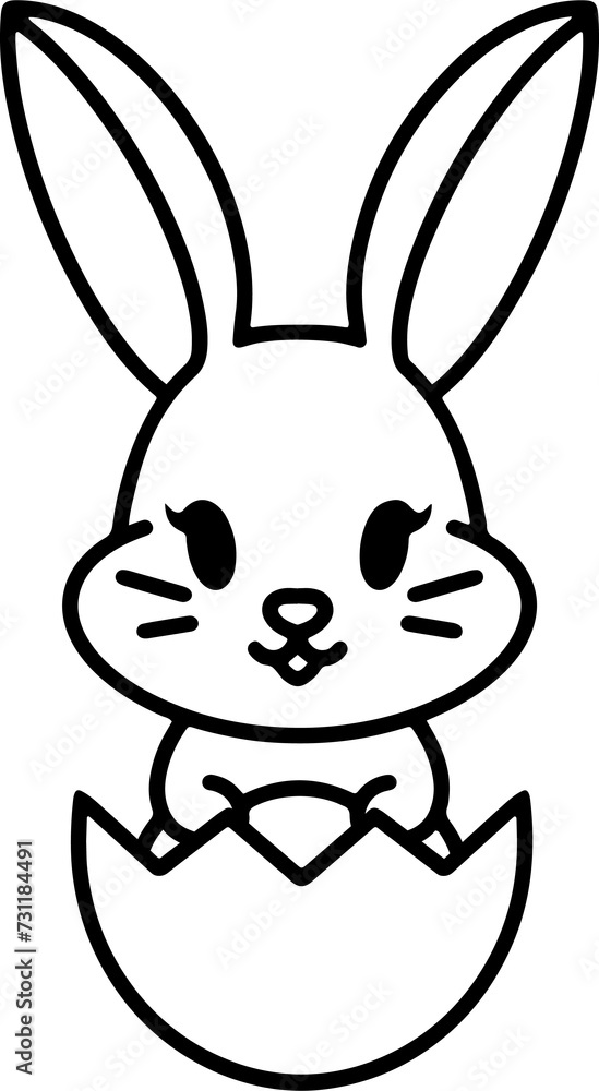 Obraz premium easter bunny in easter egg cute line drawing