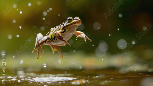 A frog caught mid-leap  embodying motion and life