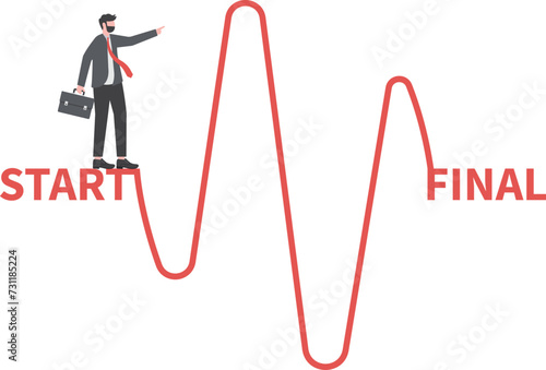 Business wave, Trends or forms of doing business. a businessman stands at the beginning of learning to do business.

