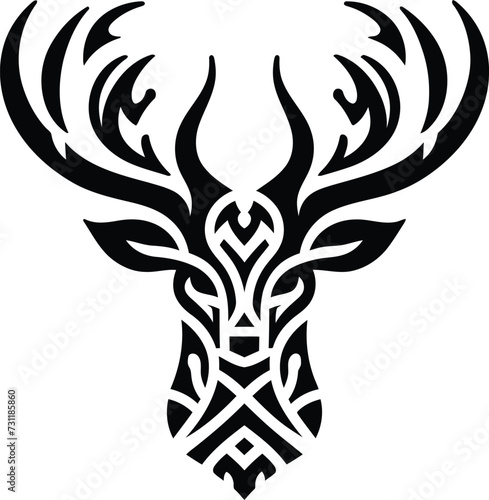modern tribal tattoo reindeer, abstract line art of animals, minimalist contour. Vector